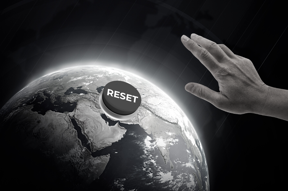 Great Reset Button on Globe